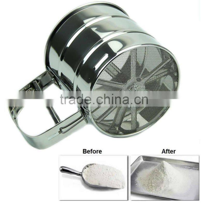 Mesh Flour Bolt Sifter Manual Sugar Icing Shaker Stainless Steel Cup Shape