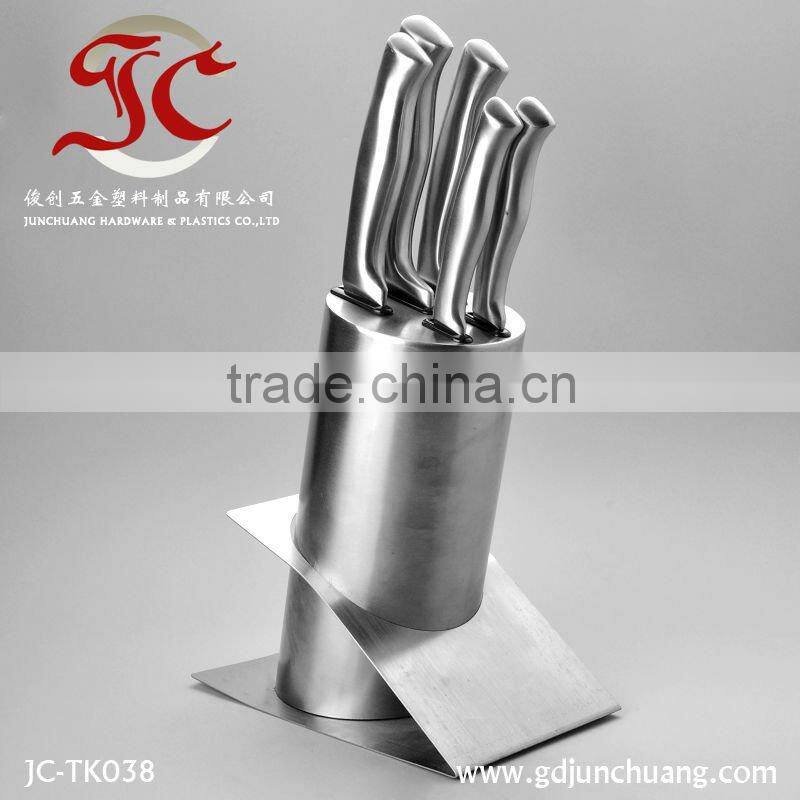 Promotional stainless steel hollow handle knife set with block