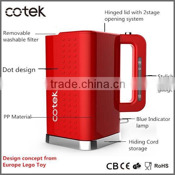 1.7L electric kettle dots design with CE, CB, GS, ROHS, LFGB, EMC certificates