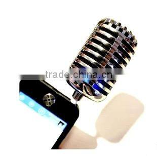 Microphone Style Portable Mini 3.5mm Speaker Loudspeaker Amplifier for iPhone / Samsung / HTC / Nokia - Silver+gold
