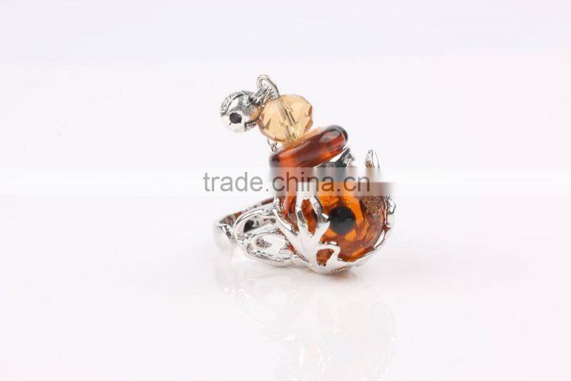 Fashion Mini Glass Bottle Women Perfume Finger Ring Size Adjustable Essential Oil Rings Scent Ring