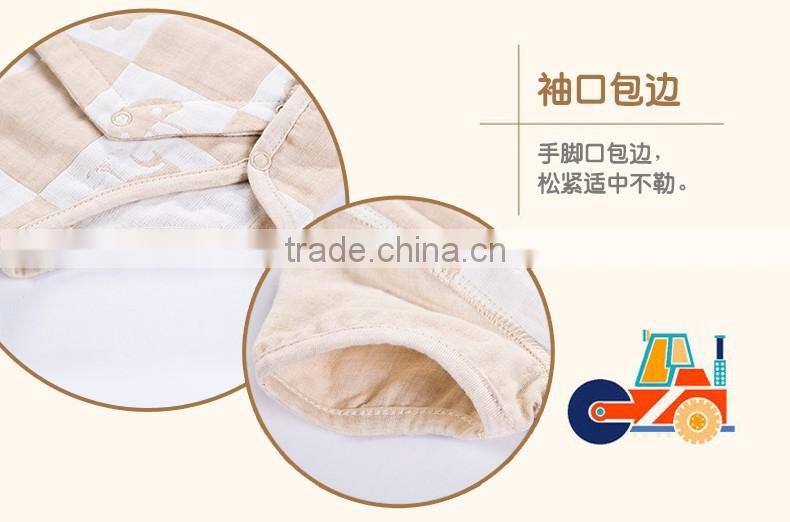 GOTS organic cotton baby clothes short sleeve gauze knitted newborn baby Jumpsuit for summer