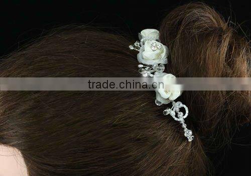 Bridal Flexible Ivory Satin Rose Hair Flowers CT1399