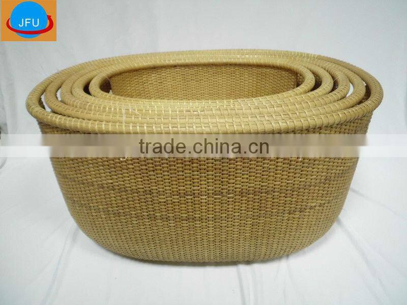 Hot sales honey oval fashion rattan storage baskets