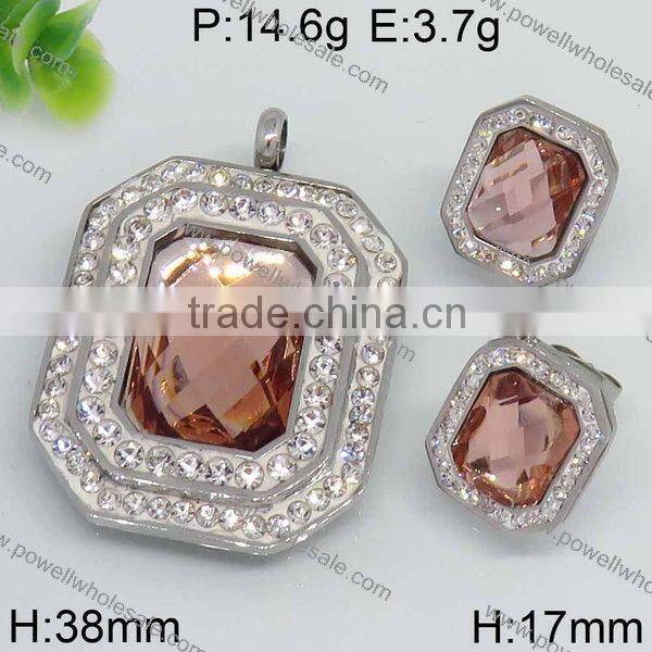 New Arrival Good quality wholesale silver diamond colorful jewelry set