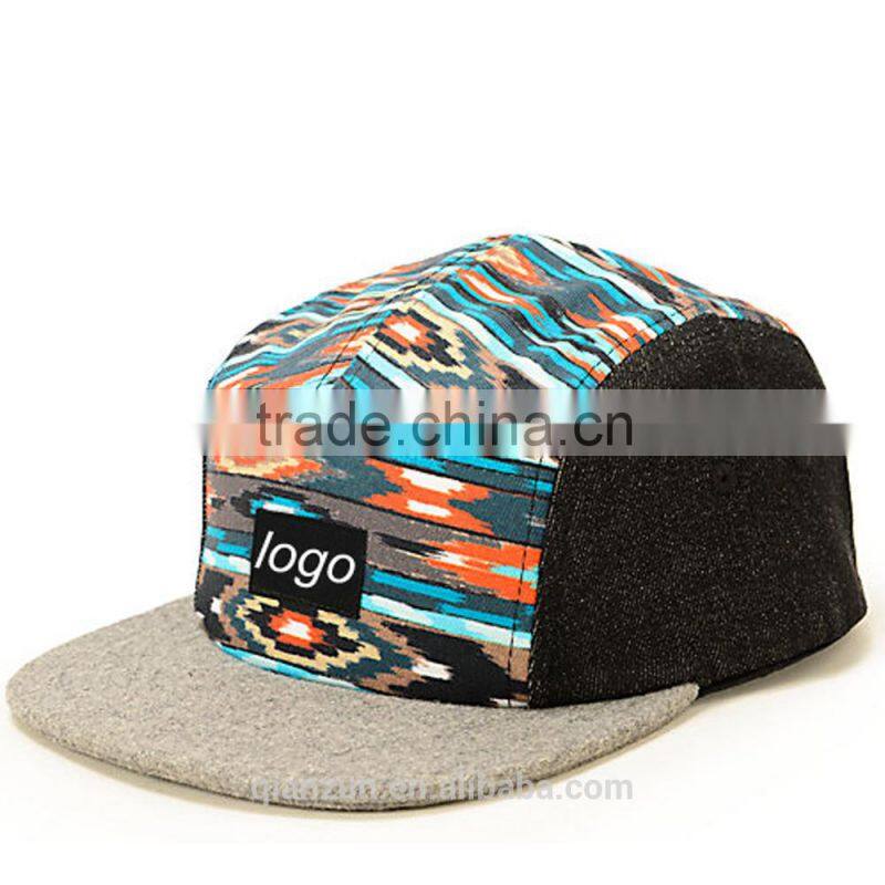 Fashion Design 100% Cotton Blank Wholesale Custom 5 Panel Hats