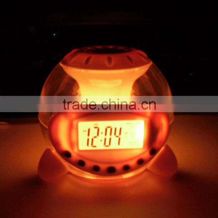office&school promotional item gift 7 color light alarm clock with nature sound