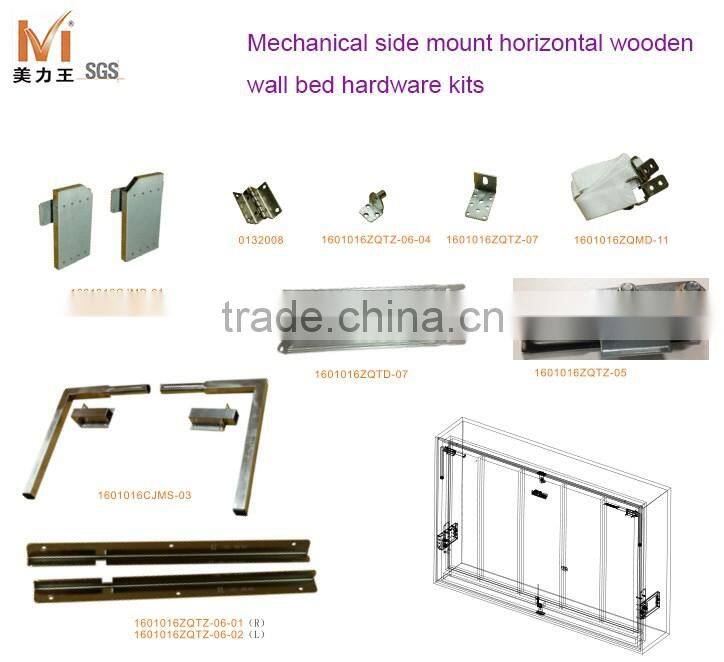 Horizontal Wooden Murphy Wall Bed Mechanism Hardware Kits