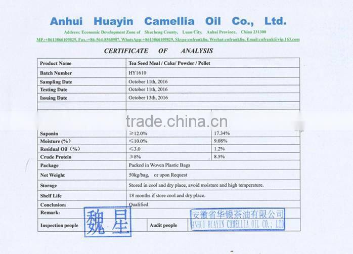 Tea Seed Meal/Cake/Powder for Aquaculture, Organic Fertilizer, Eco-pesticides, etc.