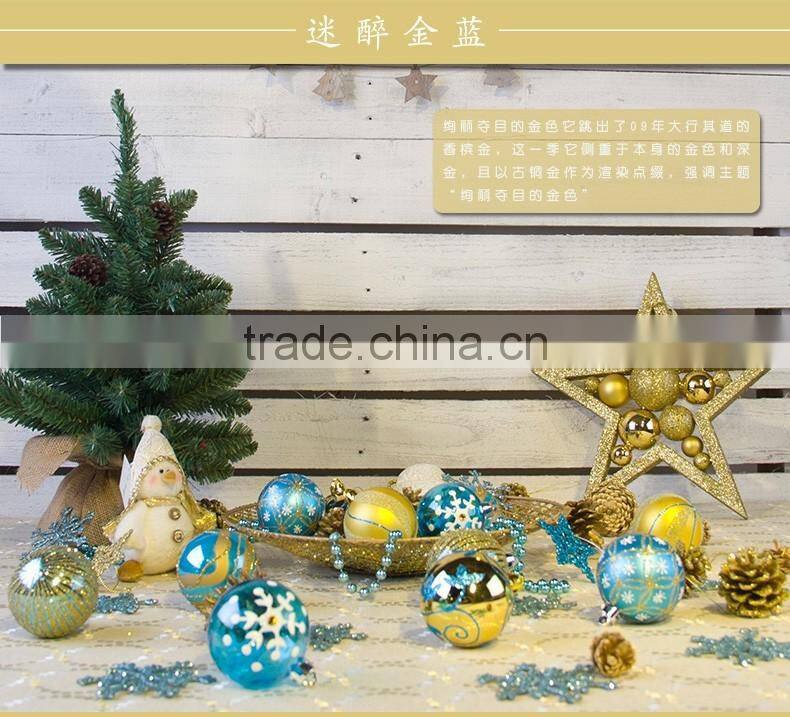 6cm Gold Blue Christmas tree ornaments holiday activities space decoration ornaments