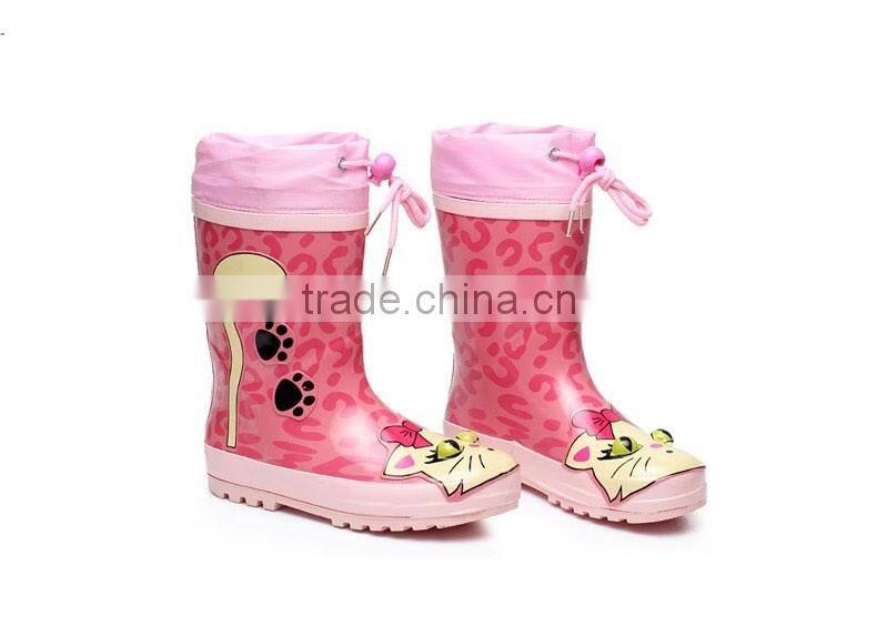 custom made boys and girls children cute rubber rain boots with cuff
