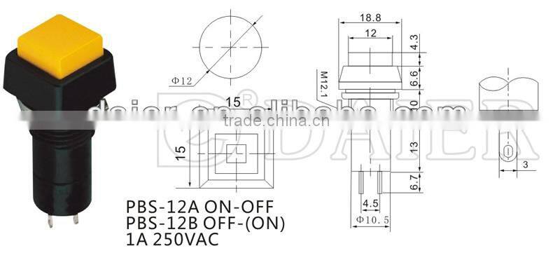 PBS-12A ON-OFF square type push button switch