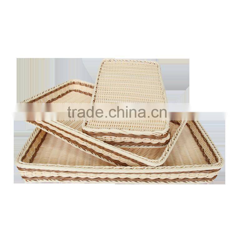 Supermarket equipment wicker plastic bread tray rattan fruit display basket