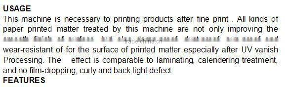 Fully Automatic UV Varnish Laminating Machine/Automatic UV Sheet Varnish Machine