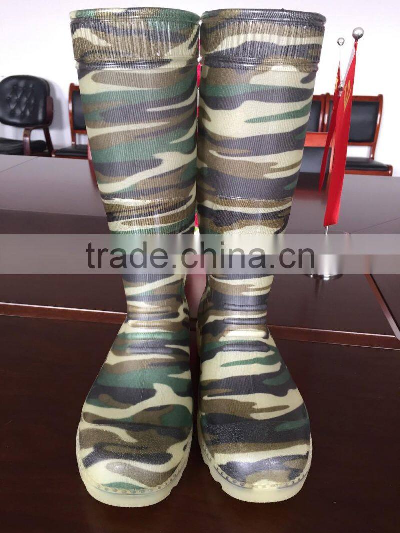 Camouflage rain boots ladies transparent work boots PVC safety shoes