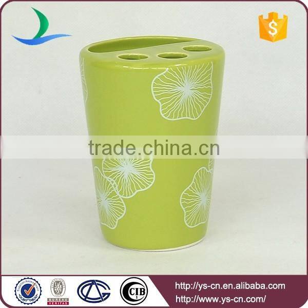 4pcs green flower decal Bathroom Set for wholesale