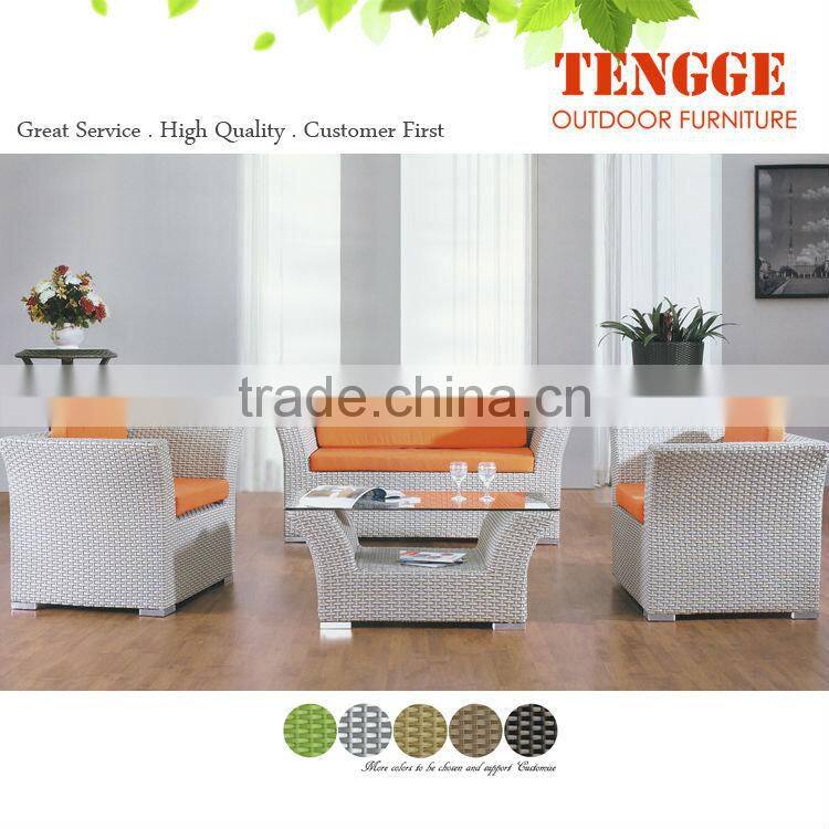 Luxury patio rattan furniture with waterproof cushion and pillow
