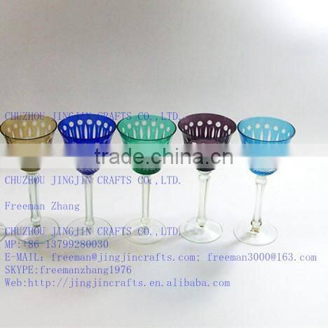 200ml blue colored series hand cut hotel banquet wine glass