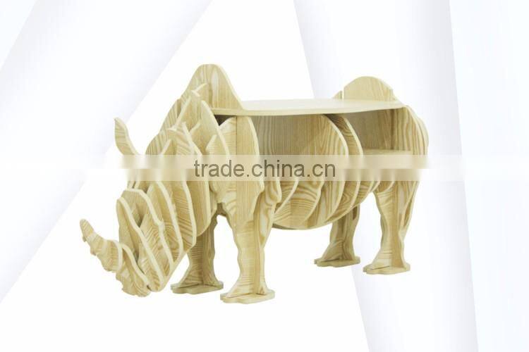 Rhinoceros Puzzle Table,Creative Animal Furniture,MDF DIY Assembled Table For Fashion Living Room,Wooden Animal Furniture