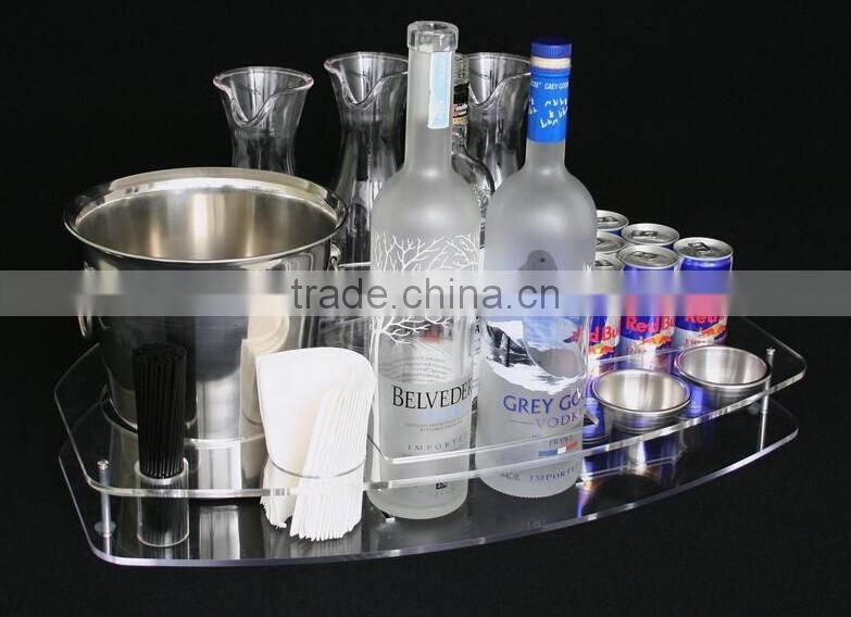 Cheap price popular acrylic bar service bottle tray