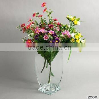 Wholesale Home Decor Clear Square Glass Vase with Pedestal