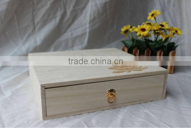 Wooden gift box with padlock for crafts