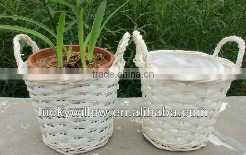 wicker basket for plant and flowers