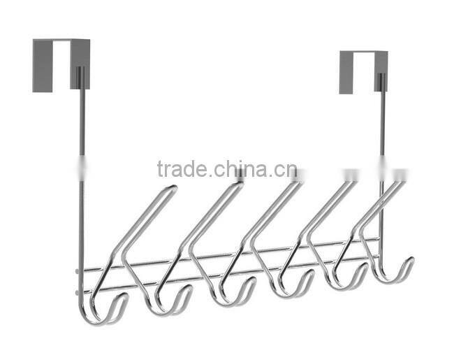 Heavy Duty Chrome Finish Over The Door 15 Hooks Organizer Rack