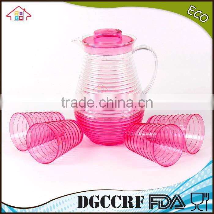 NBRSC set of 5 pcs plastic ps cold water jug spiral drinking water kettle tea pot water jug with cups