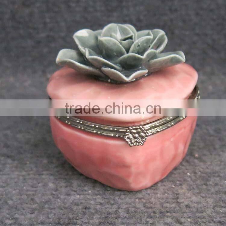 high quality flower design ceramic jewelry box