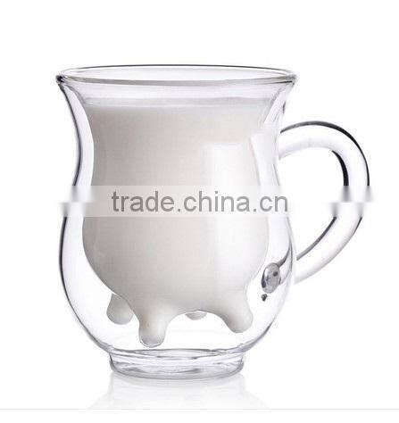 double wall glass milk cup