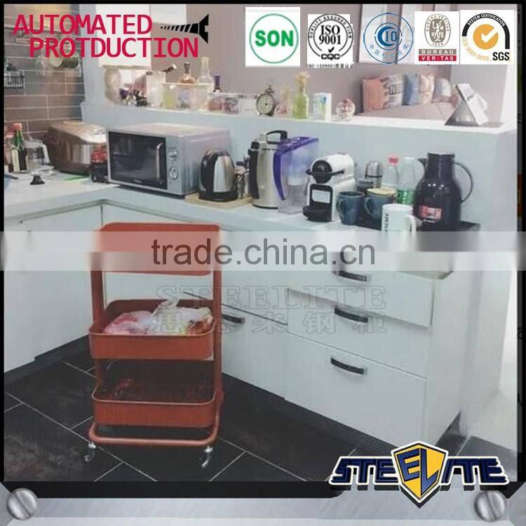 4 wheels kitchen trolley designs with rack storage basket