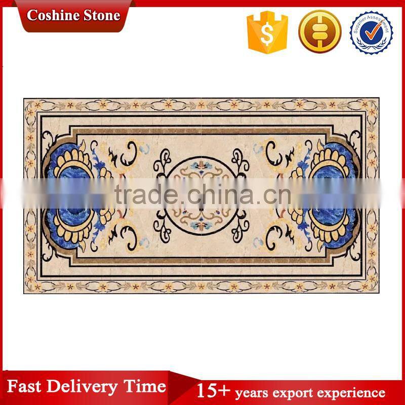 Customized polished marble waterjet flower pattern marble floor design