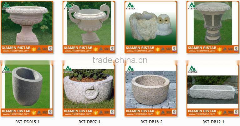 Cheap dark grey G654 granite stone garden flower pot