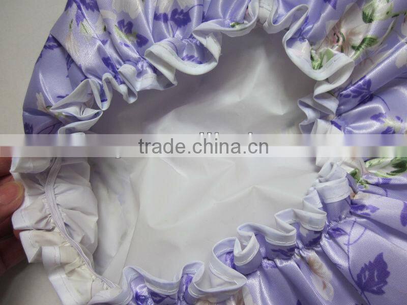2013 popular Satin shower cap with flower for ladies and children