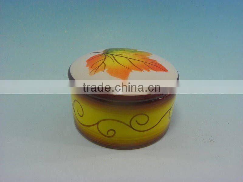 GLAZED HEART SHAPE CERAMIC JEWELLERY BOX