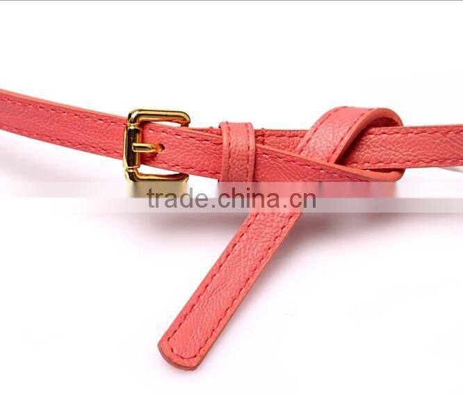 Fashion rivets decorated pin buckle sex girl thin pink PU waist belt