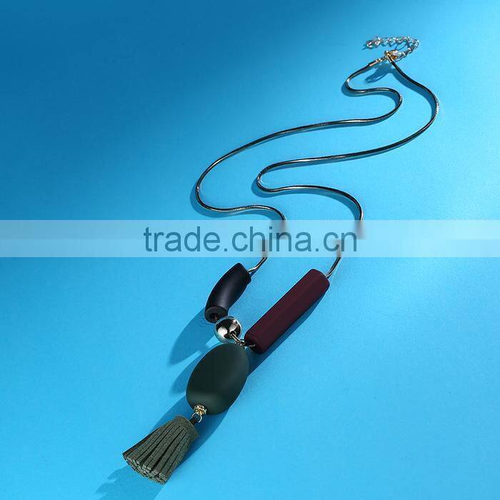 irregular beads pendant necklace geomotric bead pendant necklace tassel long sweater necklace