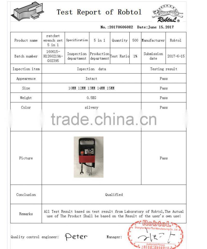 5 in 1 set kit ratchet wrench Flexible head Gear Spanner Combination Torque Chrome Vanadium Auto Repair Two Way