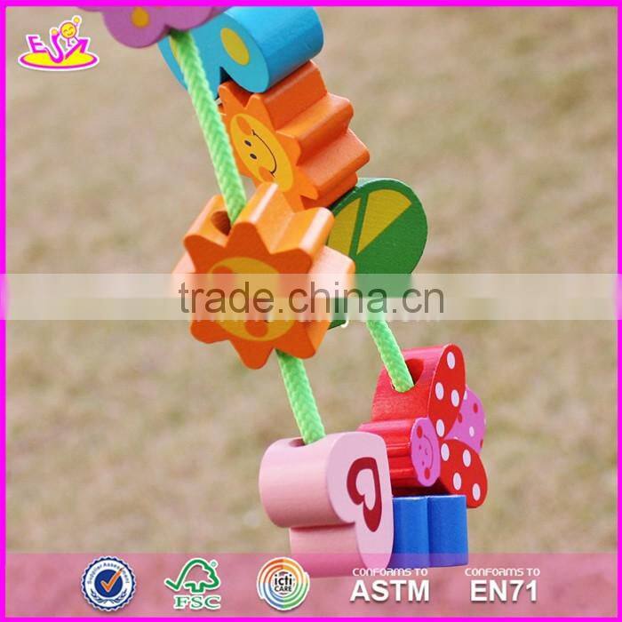 2017 New design 10 pieces beads children preschool wooden lacing toys W11E064-S