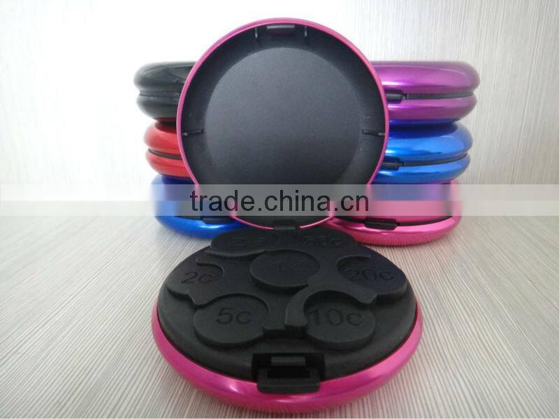 Metal round euro coin box