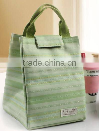 600D stripe cooler bag with tote hand for ladies