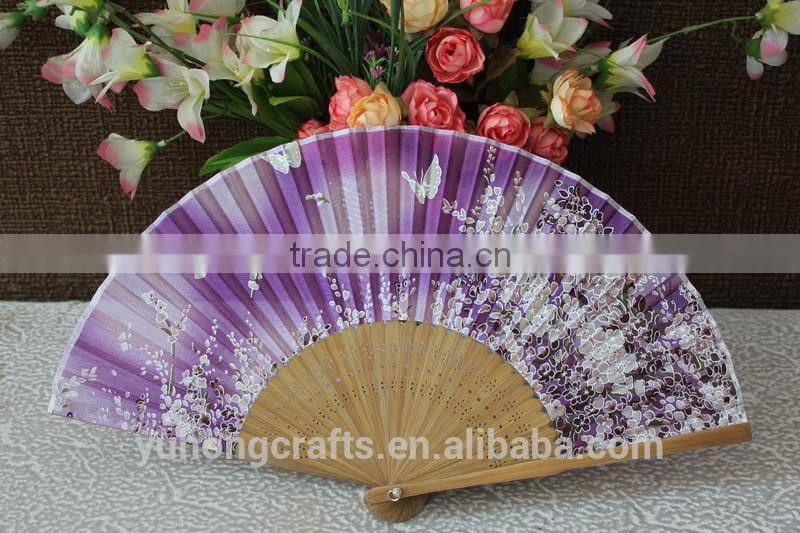 Customized logo printing silk gift fan
