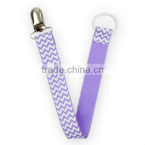 Wholesale Soother Baby Pacifier Chain Clip Ribbon Printed Pacifier Clip Baby, High Quality Pacifier Clip Holder