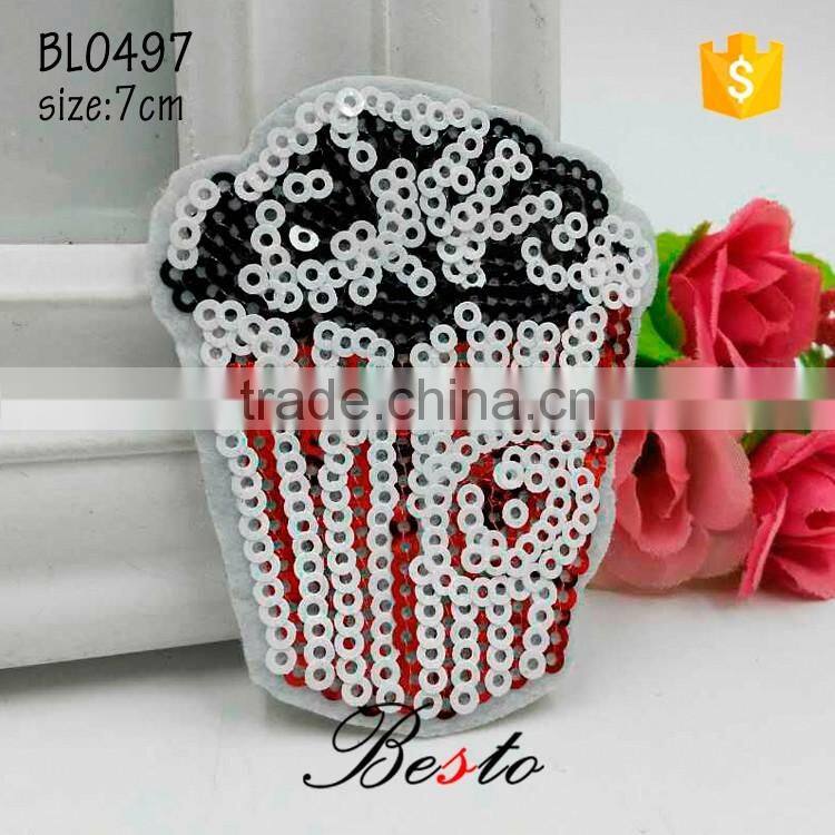 Custom wholesale bow sequin butterfly applique for garment