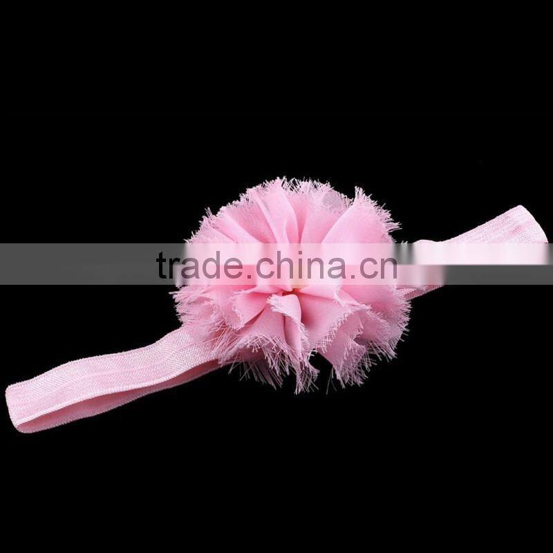 chiffon flower headband with pearl beads for kids hair accessories