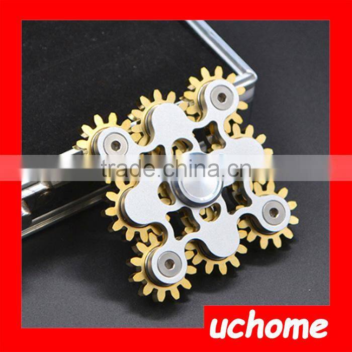 UCHOME 2017 best selling adult toy nine teeth linkage Fidget Hand Spinner High Quality stainless steel spinner