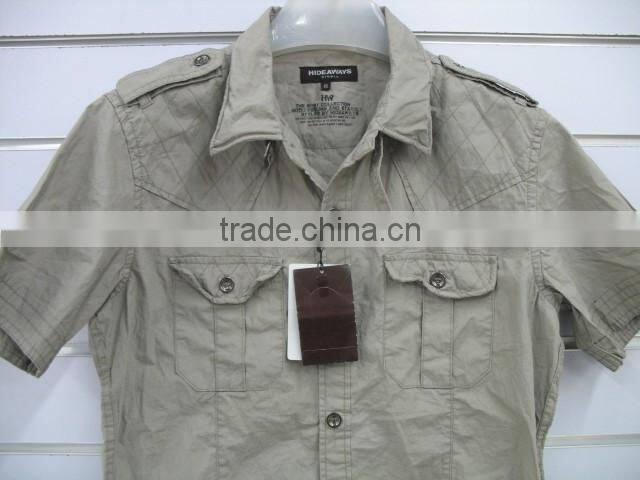 100% Cotton Poplin men's Crinkle Shirts , summer short sleeve shirts