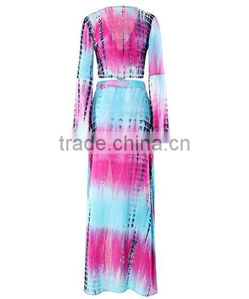 long skirt with kurti and tops for Women's Bohemian 2 Piece Crop Top High Waist Maxi Skirt Dress Set