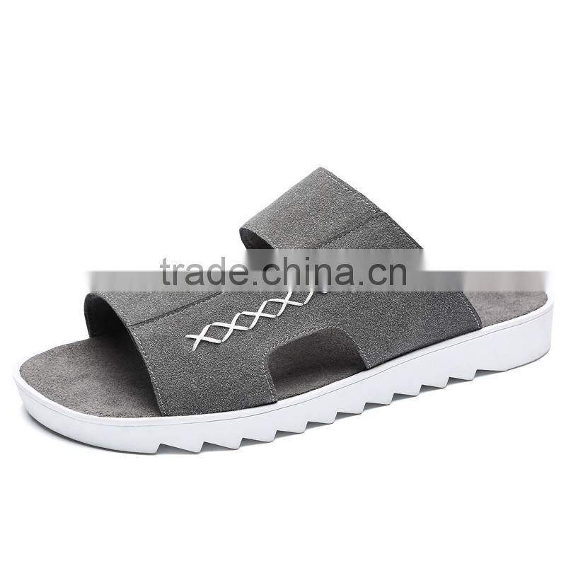 fashion summer adults leather slippers shoes for male, men casual slippers good quality from jinjiang factory